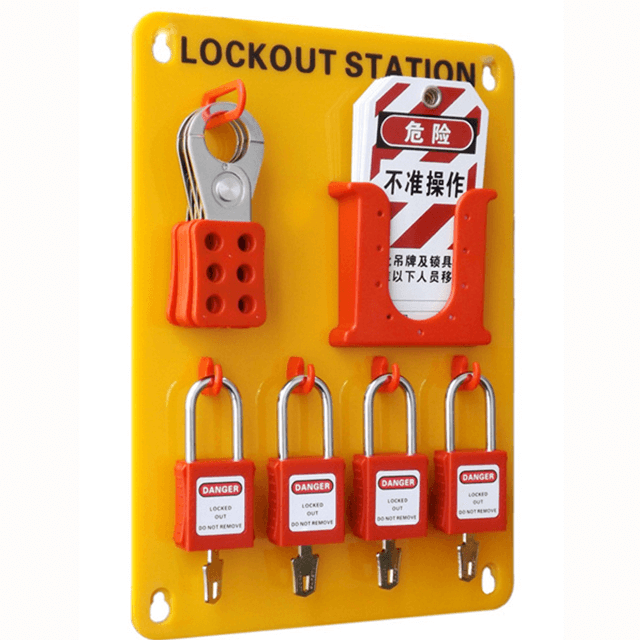 Station d'étiquette de verrouillage de sécurité portable jaune 10 Cadlocks