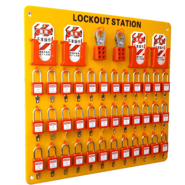 Station d'étiquette de verrouillage de sécurité portable jaune 10 Cadlocks