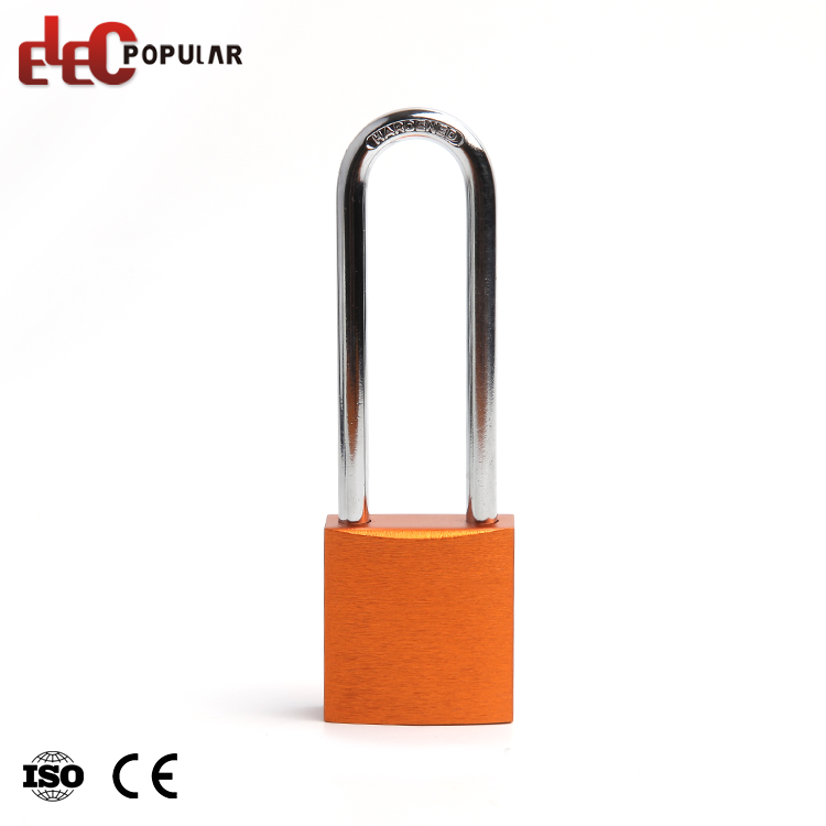 Cadenas de sécurité en aluminium coloré à longue anse rectangulaire en vrac