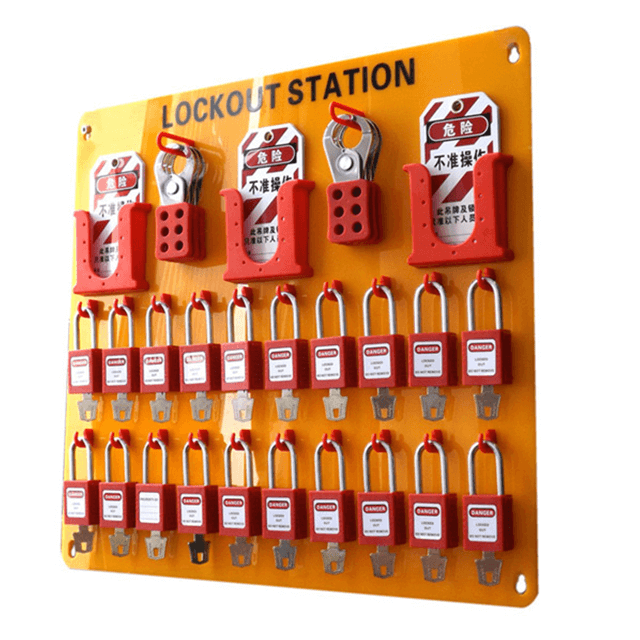 Station d'étiquette de verrouillage de sécurité portable jaune 10 Cadlocks